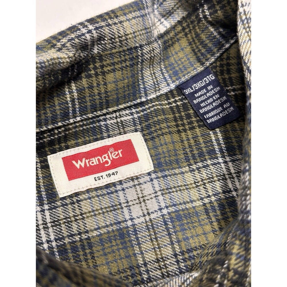 Wrangler Mens Plaid Flannel Shirt Size 3XL Pearl Snap Buttons Pocket New NWT - Picture 3 of 12